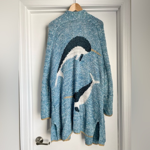Anthropologie Narwhal Whale Icon Cardigan Sweater (Size M/L) - NWT - Picture 6 of 9